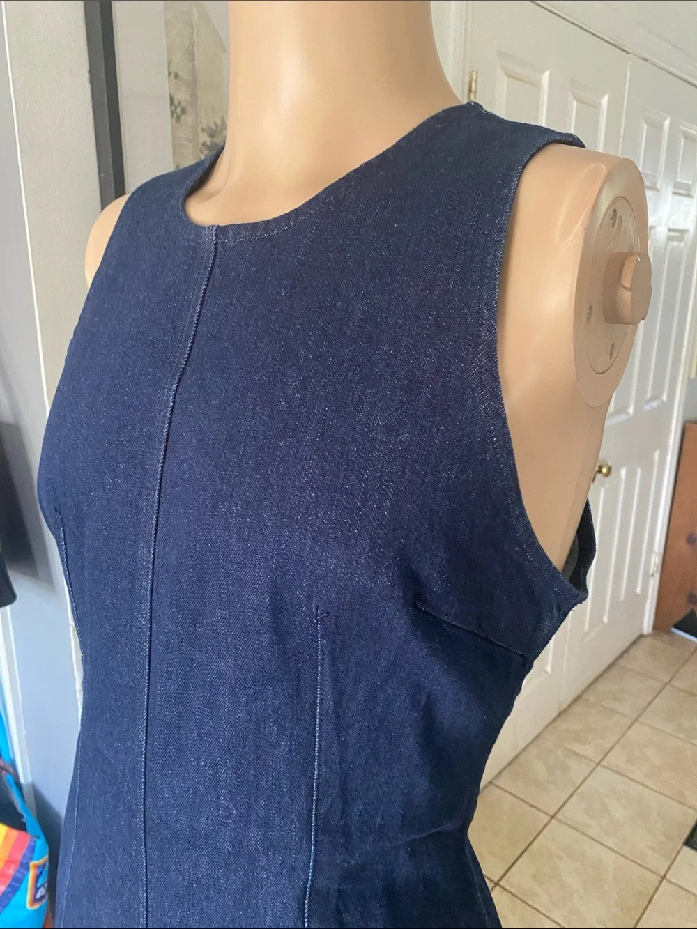 J. Crew Navy Denim Sleeveless Mini Dress gb3